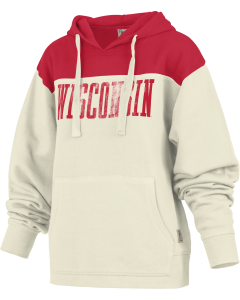 Wisconsin Badgers Pressbox Ivory & Red Women's Chicago Hooded Sweatshirt