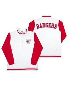 Wisconsin Badgers White Basketball Retro Warm Up 1/4 Zip Pullover