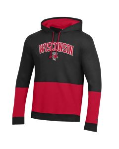 Wisconsin Badgers Champion Red & Black Superfan Big Stripe Hooded Sweatshirt