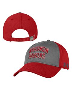 Wisconsin Badgers Under Armour Red & Gray Arch Colorblock Adjustable Cap