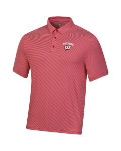 Wisconsin Badgers Under Armour Red T2 Green Bridge Stripe Polo