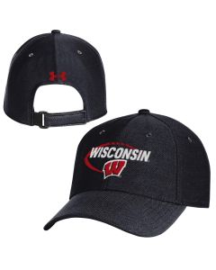 Wisconsin Badgers Under Armour Black Football Shadow Adjustable Cap