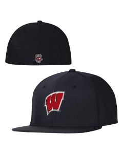 Wisconsin Badgers Under Armour Black Huddled W Logo Fitted Cap