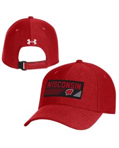 Wisconsin Badgers Under Armour Red Black Box Patch Adjustable Cap