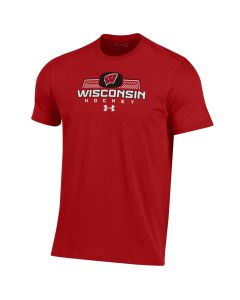 Wisconson Badgers Under Armour Red Hockey Goal Performance Cotton T-Shirt