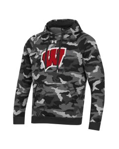 Wisconsin Badgers Under Armour Black Camo Motion W Hooded Sweatshirt