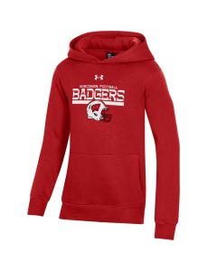 Wisconsin Badgers Under Armour Red Youth Football Huddle Hooded Sweatshirt