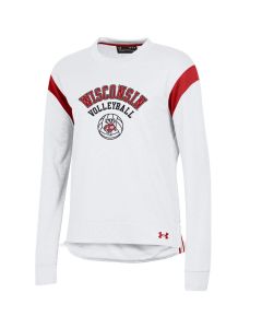 Wisconsin Badgers Under Armour White Women's Volleyball Tech Terry Crewneck Sweatshirt