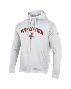 Wisconsin Badgers Under Armour White Prominent Full Zip Hooded Sweatshirt