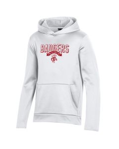 Wisconsin Badgers Under Armour White Youth Profile Armour Fleece Hooded Sweatshirt