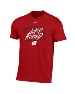 Wisconsin Badgers Under Armour Red Football Jump Around Performance Cotton T-Shirt