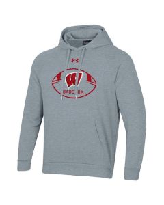 Wisconsin Badgers Under Armour Gray Football Outline All Day Hooded Sweatshirt