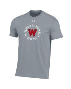 Wisconsin Badgers Under Armour Steel Heather Block W Circle Performance Cotton T-Shirt