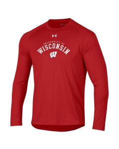 Wisconsin Badgers Under Armour Red University Arch Tech Long Sleeve T-Shirt