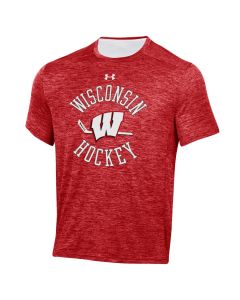 Wisconsin Badgers Under Armour Red Hockey Yoke Tech T-Shirt