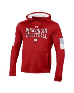 Wisconsin Badgers Under Armour Red Volleyball Concave Game Day Tech Terry Hooded Sweatshirt
