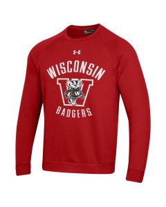Wisconsin Badgers Under Armour Red Block W Bucky Arch All Day Crewneck Sweatshirt