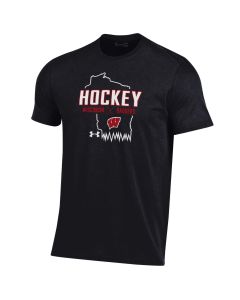 Wisconsin Badgers Under Armour Black Hockey Freeze Out Performance Cotton T-Shirt
