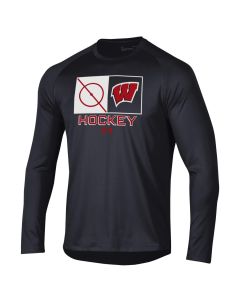 Wisconsin Badgers Under Armour Black Hockey Center Ice Tech Long Sleeve T-Shirt