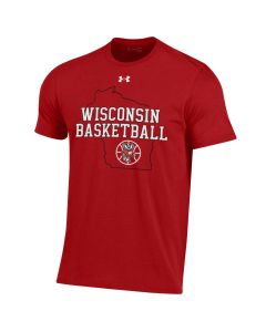 Wisconsin Badgers Under Armour Red Basketball State Performance Cotton T-Shirt