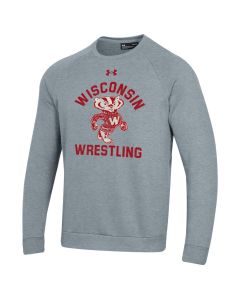 Wisconsin Badgers Under Armour Gray Wrestling Vintage Bucky Crewneck Sweatshirt