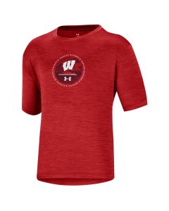 Wisconsin Badgers Under Armour Red Twist Youth Circle Camo Vent Tech T-Shirt