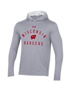 Wisconsin Badgers Under Armour Gray Gameday Lightweight Long Sleeve Hood