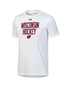 Wisconsin Badgers Under Armour White Youth Hockey 2-Side Tech T-Shirt