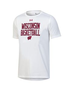 Wisconsin Badgers Under Armour White Youth Basketball 2-Side Tech T-Shirt