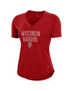 Wisconsin Badgers Under Armour Red Women's Kendall V-Neck T-Shirt