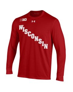 Wisconsin Badgers Under Armour Red Custom Hockey Replica Performance Cotton Name & Number Long Sleeve T-Shirt