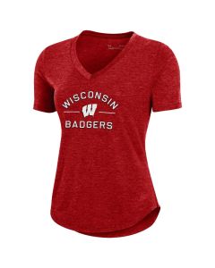 Wisconsin Badgers Under Armour Red Women's Breezy Trace  V-Neck T-Shirt