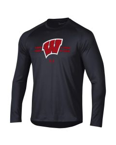 Wisconsin Badgers Under Armour Black Forward Stripe Tech Long Sleeve T-Shirt