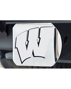 Wisconsin Badgers All Chrome W Hitch Cover