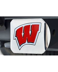 Wisconsin Badgers Red W Chrome Hitch Cover