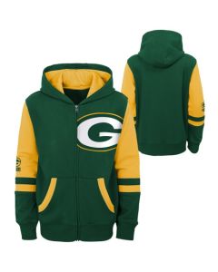 Green Bay Packers Outerstuff Green Infant Stadium Offset Full Zip Hooded Sweatshirt