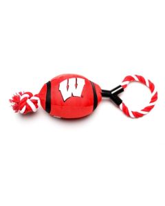 Wisconsin Badgers Football with Rope Dog Toy