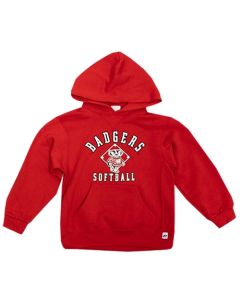 Wisconsin Badgers Softball Red Youth Bucky Bunt Hooded Sweatshirt