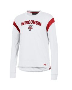 Wisconsin Badgers Under Armour White Women's Arch Terry Crewneck Sweatshirt