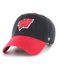 Wisconsin Badgers '47 Brand Black & Red W Two Tone Clean Up Adjustable Cap