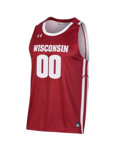 Wisconsin Badgers Under Armour Red Youth Twill Custom Replica Basketball Jersey