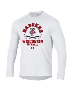 Wisconsin Badgers Under Armour White Softball Stars Tech Long Sleeve T-Shirt