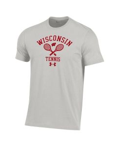 Wisconsin Badgers Under Armour Silver Heather Tennis Performance Cotton Basic T-Shirt
