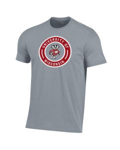 Wisconsin Badgers Under Armour Steel Heather University Circle Bucky Performance Cotton T-Shirt