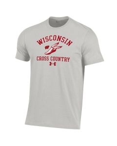 Wisconsin Badgers Under Armour Silver Heather Cross Country Performance Cotton Basic T-Shirt