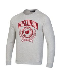 Wisconsin Badgers Under Armour Silver Heather Arch Seal Crewneck Sweatshirt