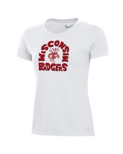 Wisconsin Badgers Under Armour White Women's Archway Performance Cotton T-Shirt