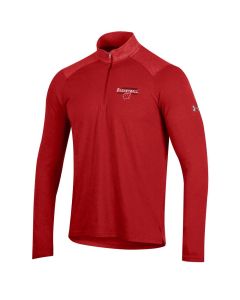 Wisconsin Badgers Under Armour Red Basketball Layup Charged Cotton 1/4 Zip