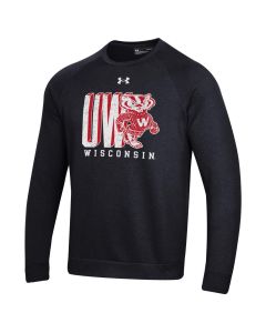 Wisconsin Badgers Under Armour Black Prospect All Day Crewneck Sweatshirt