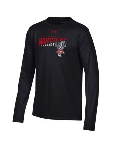 Wisconsin Badgers Under Armour Black Youth Wrestling Fade Tech Long Sleeve T-Shirt